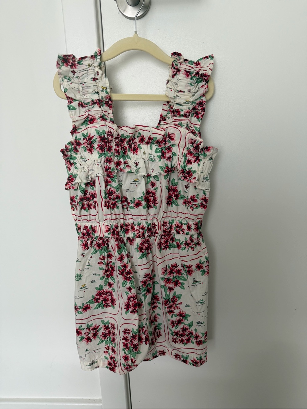 Floral Ruffle Strap White Summer Romper